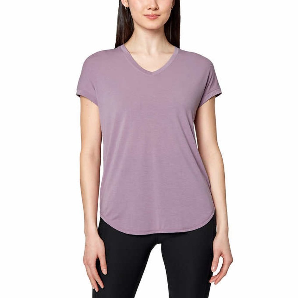 NWoT Mondetta Womens Ultra Soft Short Sleeve V-Neck Elderberry Size M $45 1HL109